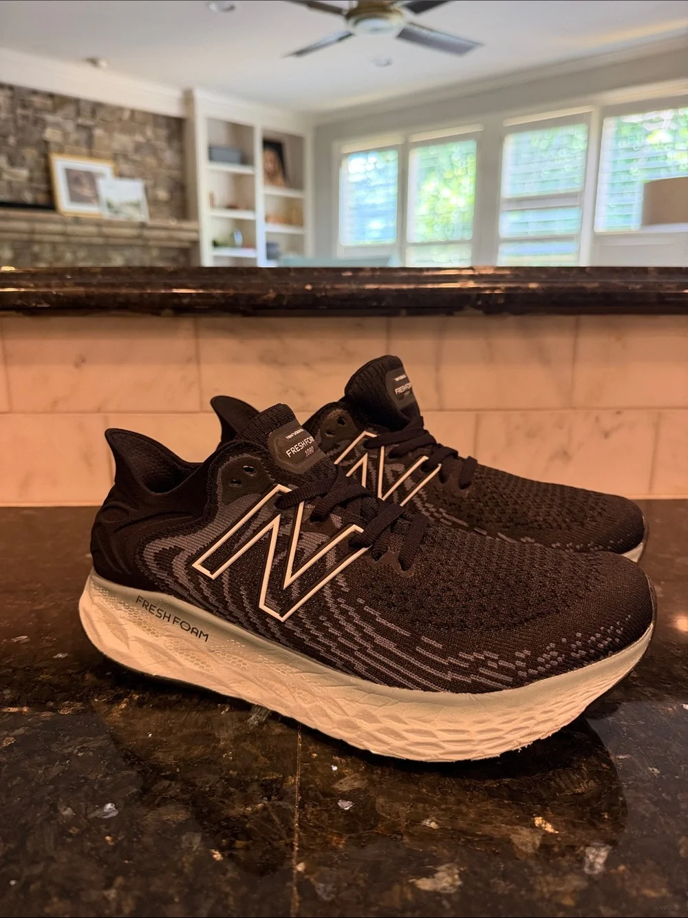 New Balance Black and White Fresh Foam 1080 Running Sneakers